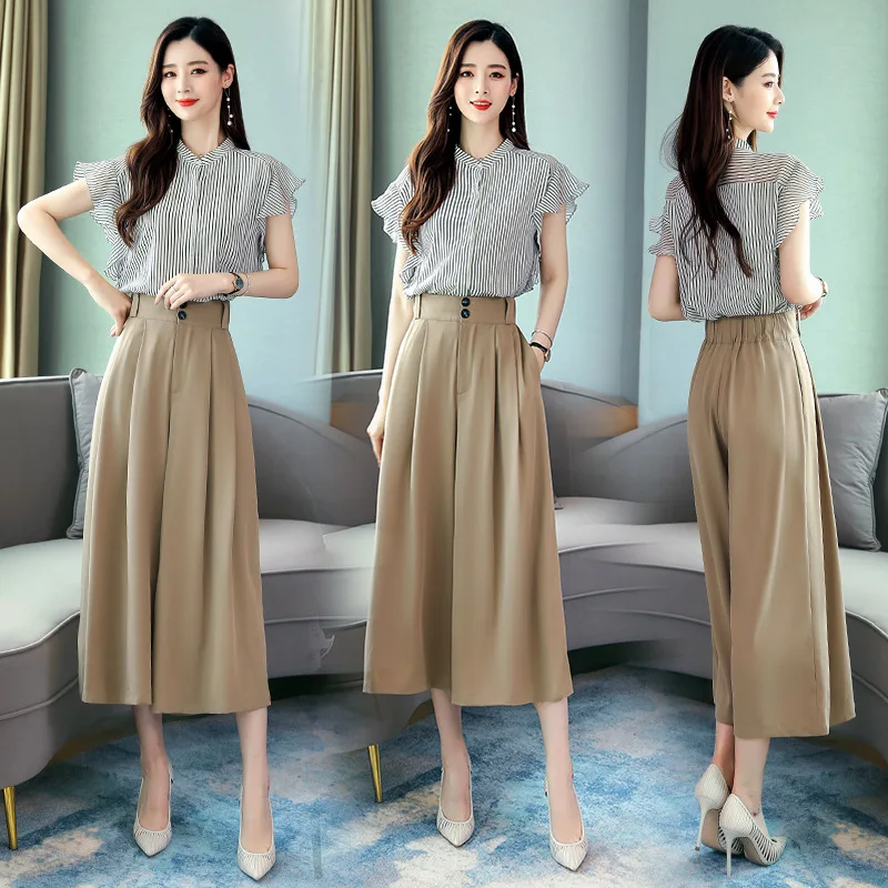 

Fashion Solid Color 2019 Summer Versatile Short Sleeve Waist Hugging Trend Pullover Slim Fit Two-Piece Set