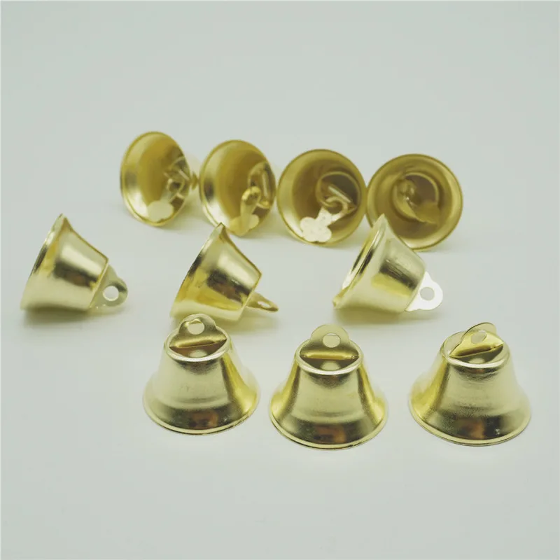 

20pcs/lot 14mm 16mm 20mm Gold Metal Trumpet Bells for Christmas Tree Decoration Hanging Ornament Pendants Wind Chime Accessories