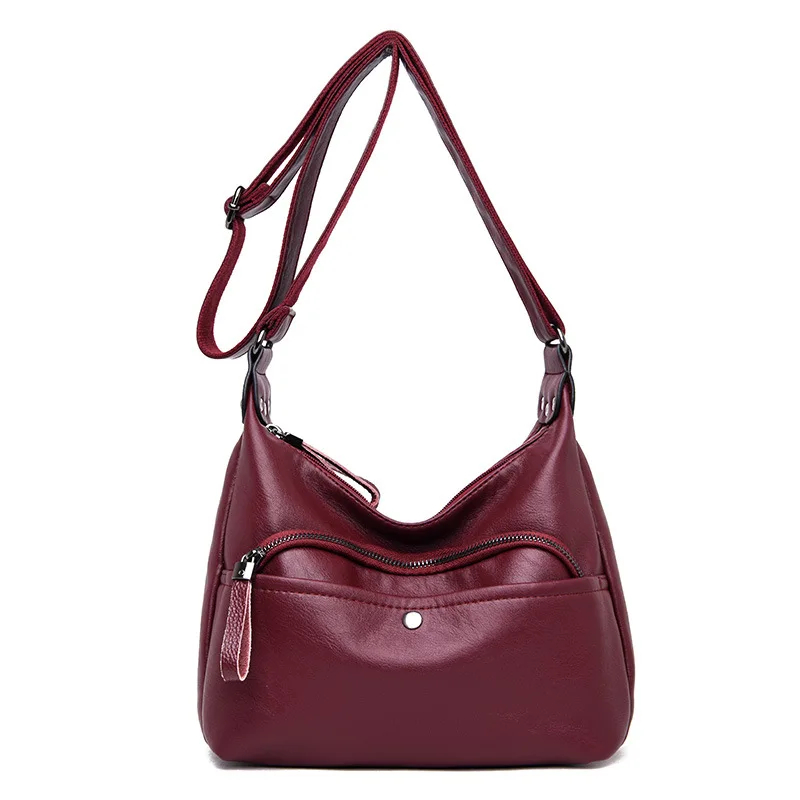 

New Style Soft Leather Shoulder WOMEN'S Bag Middle-aged Mom Bag Lady Europe And America Fashion Single-shoulder Bag