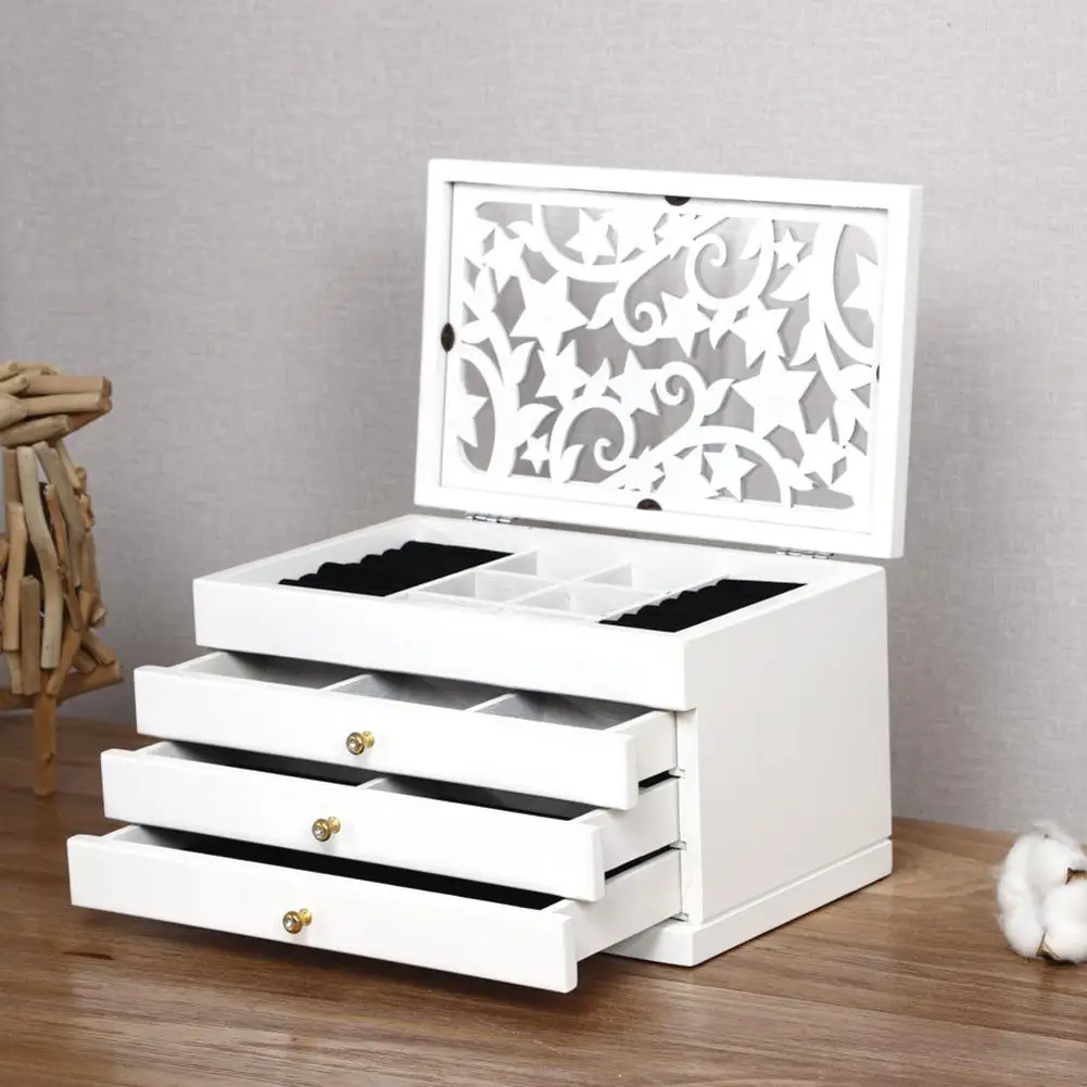 

2019 Fashion Multi-Layer Big 6 floors Wooden Jewelry Box Jewelry Display Casket Earrings Ring Boxes Jewelry Organizer Gift Box