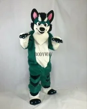 

Green Long Fur Husky Fox Dog Mascot Mascot Costume Cosplay Dress Outfit Fursuit