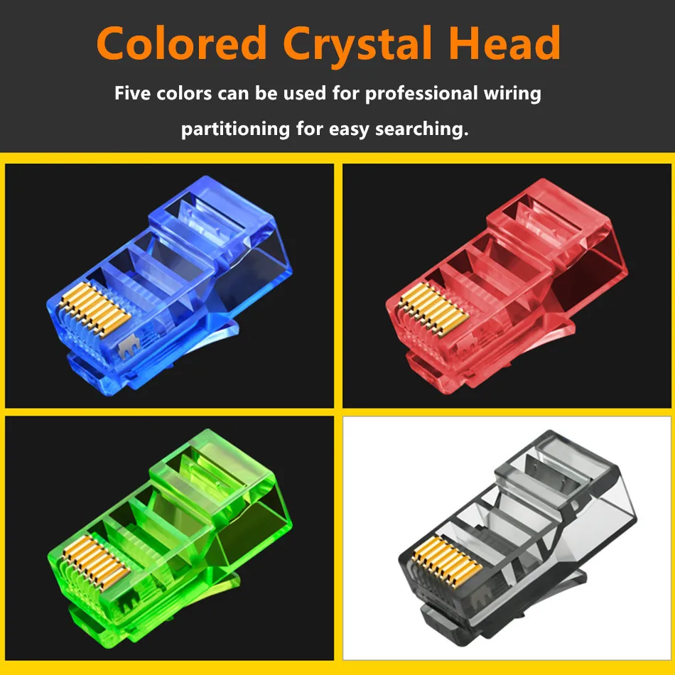 10 шт. RJ45 Разъем Cat5 CAT5e RJ45 сетевой адаптер Модульные вилки хрустальные головки Позолоченные 8P8C разъемы