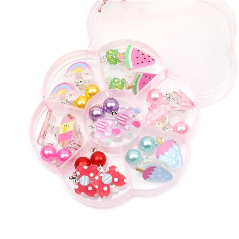 7 Pairs Mini Lovely Ear Clips for Girls Hypoallergenic No Piercing Plastic Earrings for Kids with Pain-resistan 2
