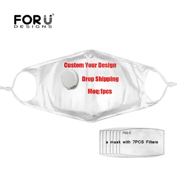 

FORUDESIGNS Valve Mask Custom Image/Logo/Name/Text Adult Face Mask Dustproof Face Mouth Mask with 7 Filters mascarilla Reusable