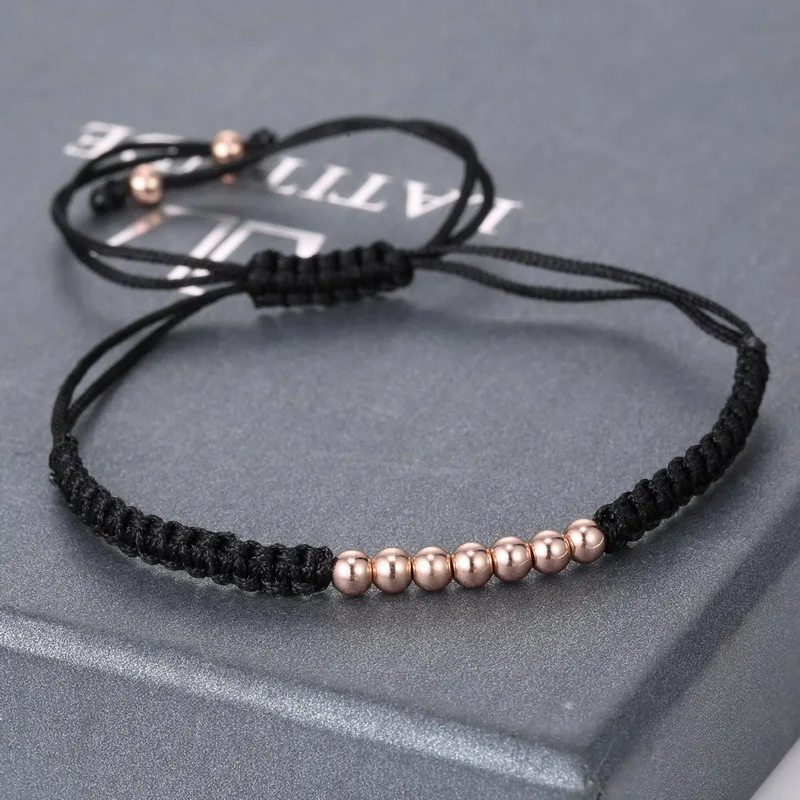 

Retro men's bracelet fashion simple 4mm copper beads men and women couple bracelet men's gift friendship bracelet jewelry