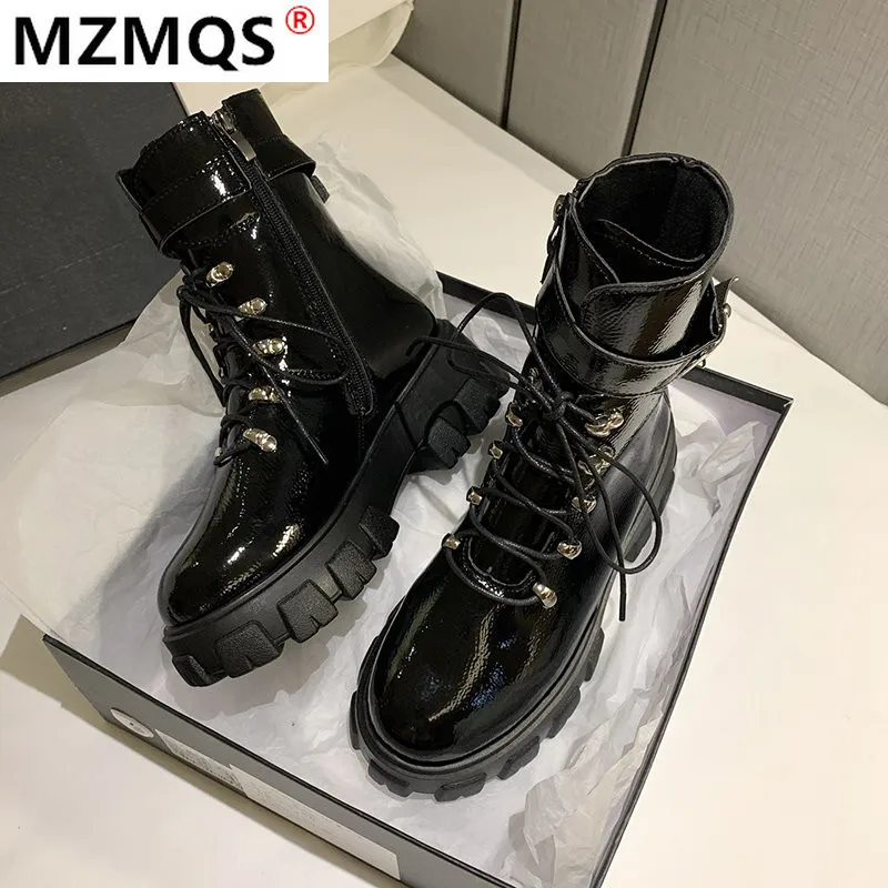 Новинка 2020 зимние женские ботинки модные на высоком каблуке со шнуровкой с