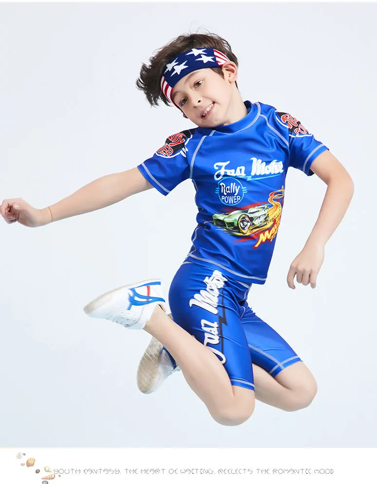 

Zhuo lang 2018 New Style Swimsuit for Boys, Car Split Type Swimsuit Set
