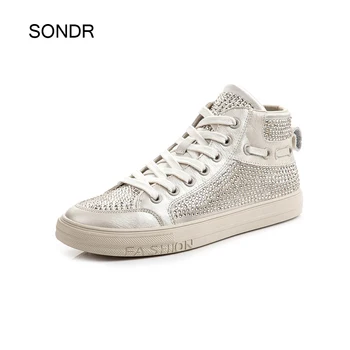 

Rhinestone Platform Shoes Women Sneakers Crystals ChainShoes Fashion Brand Lady White footware Female Increased Chaussure Bling