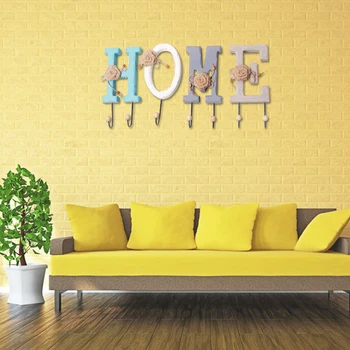 

Recableght Wooden Letters Home Key Holder Wall Mounted Coat Hanging Rack Towel Holder Durable Decoration Bathroom Accessories