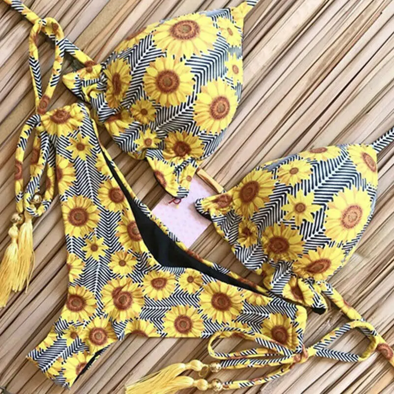 Women's Bikini Set Floral Brazilian Swimsuit Swimsuit Set Beach Bra Hot 2 Peice Set Women