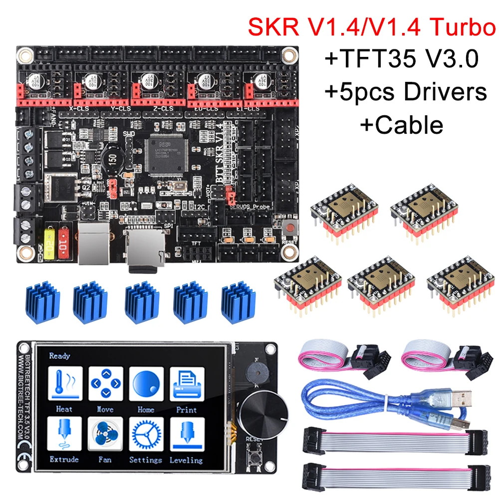 BIGTREETECH SKR V1.4/SKR V1.4 турбо плата управления 32 бит+ TFT35 V3.0+ BLtouch+ TMC2209 TMC2208 детали для 3d принтера SKR V1.3 MKS GEN L