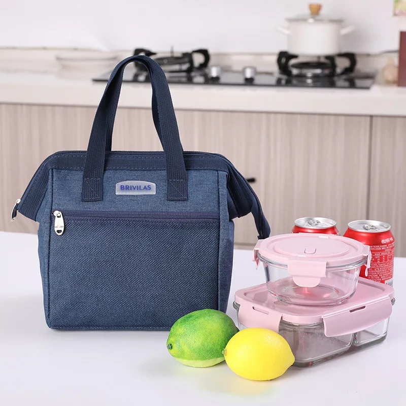 4 Simple Lunch Bag Cotton Frog Mouth Food Picnic Ice Bag Insulated Tote Cooler Bag Thermal Child Big Capacity Women Aluminum Foil - Цвет: 4