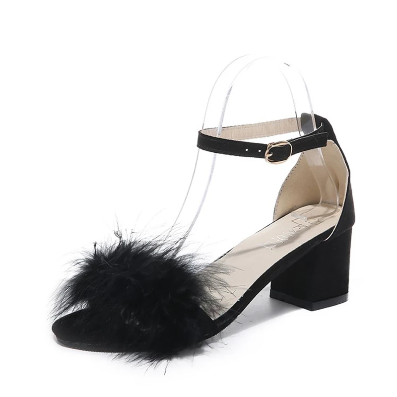 Low fluffy heels Clearance