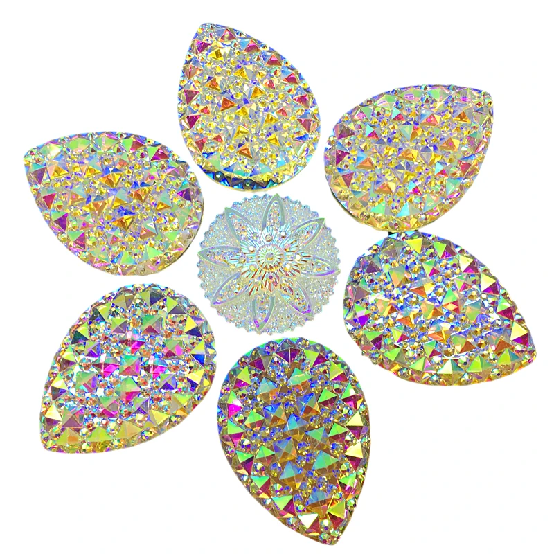TopStone 30pcs New fashion Style Big Size AB Rhinestones flatback Oval Heart Round Drop Navette Resin stones crystal | Дом и сад