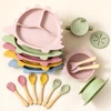 BPA Free Baby Silicone Sucker Bowl Plate Children's Tableware Training Fork Spoon Portable Feeding Snack Cup Dining Appliance 5