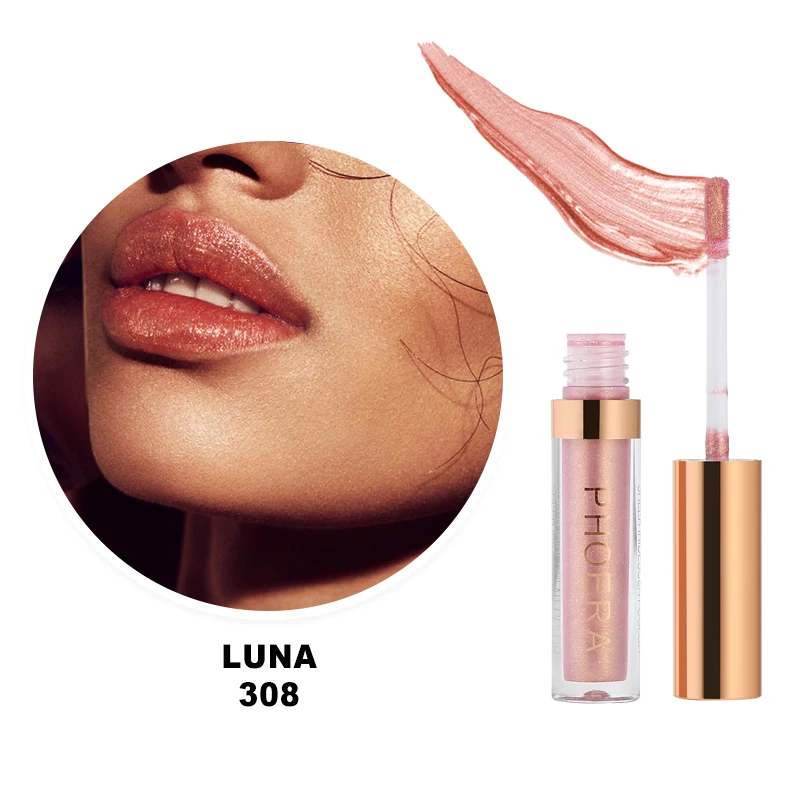 

PHOERA 10 Color Glitter lip gloss Gold Metallic Diamond Watery Lip Gloss Rainbow liquid lipstick Long lasting waterproof TSLM1
