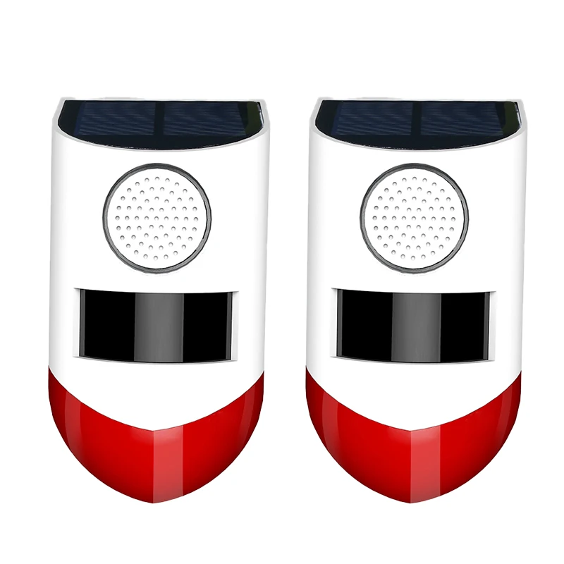 

2PCS solar sound and light alarm infrared motion sensor strobe light high decibel siren alarm suitable for outdoor monitoring
