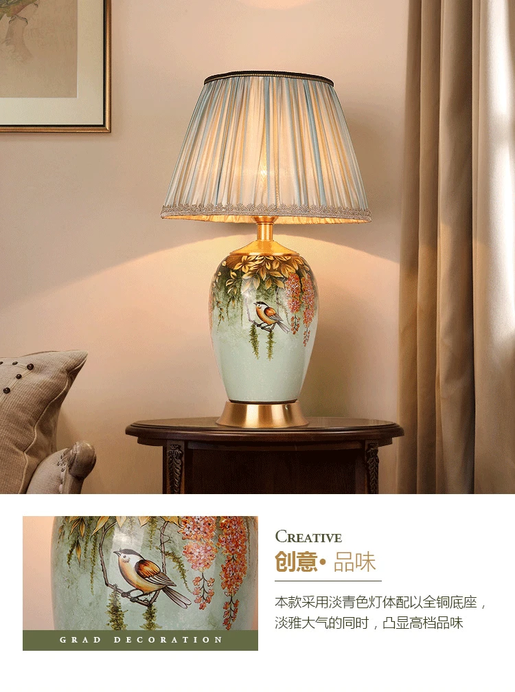 Copper table lamp bedside lamp high-end ceramic lamp luxury table lamps for living room decorated bedroom led lamps WJ121226
