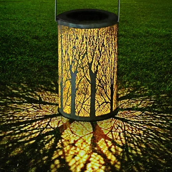 

Porch Hanging Multifunction Pathway LED Solar Lantern Outdoor Garden Cylinder Home Waterproof For Patio Iron Art