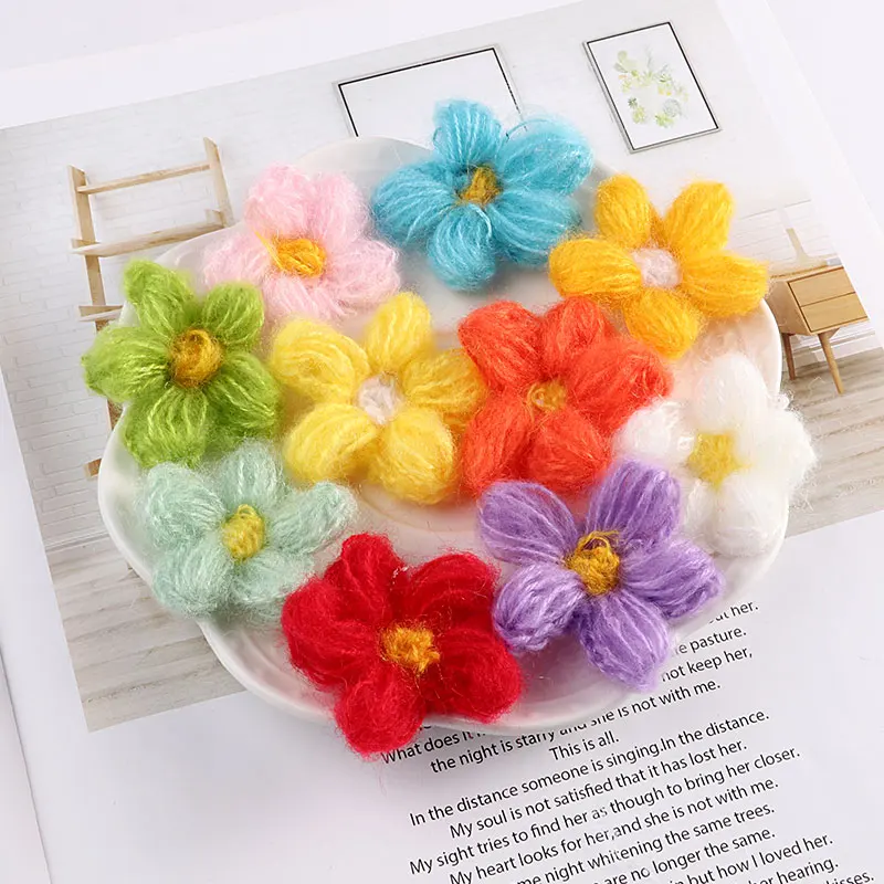 1 шт. ручная работа элегантная мохеровая плюшевая пушистая нить Цветочная Брошь