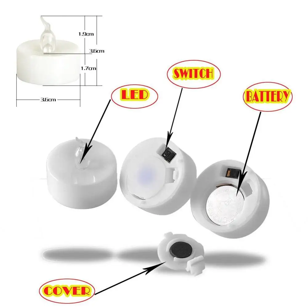 12 шт./упак. СВЕТОДИОДНЫЙ свеча чай легкий беспламенный светильник-свеча батарея светильник-свеча светодиодный чайный свет с пультом дистанционного управления для вечерние свадебные украшения