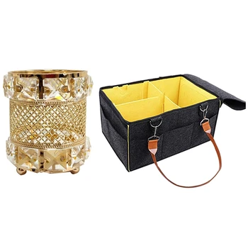 

Metal Crystal Makeup Organizer Beauty Tools Storage with Portable Baby Diaper Caddy Organizer