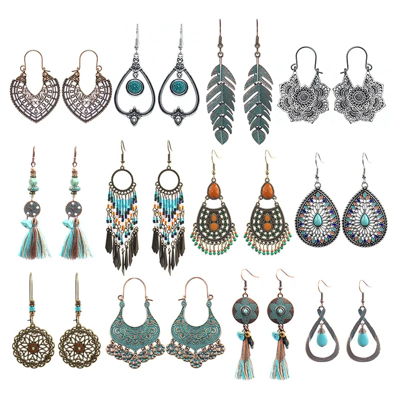 

Exknl New Bohemian Ethnic retro exaggerate Tassel Drop Hanging Earrings Women Statement Gypsy Jewelry Earring Femmes Pendientes