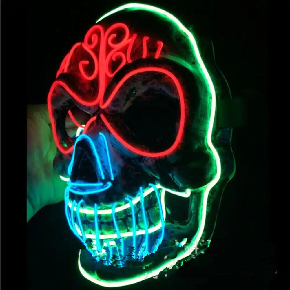 Светодиодный светящийся страшный EL-Wire в виде скелета на Хэллоуин маска светящийся фестиваль Косплей Костюмные принадлежности вечерние маски mardi gras