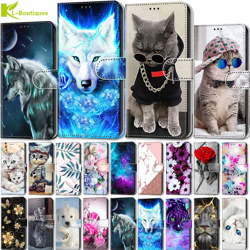 Poco F3 PocoF3 F 3 Case Magnet Pattern Funda For Xiaomi Mi 10 Lite Pro 6X A2 A3 Poco X3 Pro Cover Card Slot Holder Leather Capa