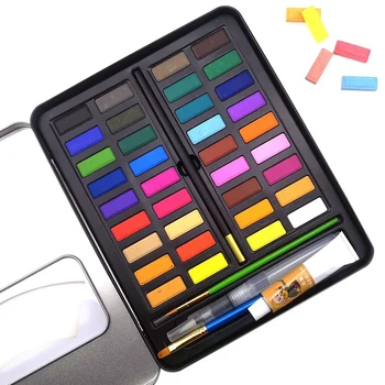 

36 Colors Solid Gouache Paint Set with Watercolor Powder Set Art Supplies in Case for Kids Painting Utensils Material