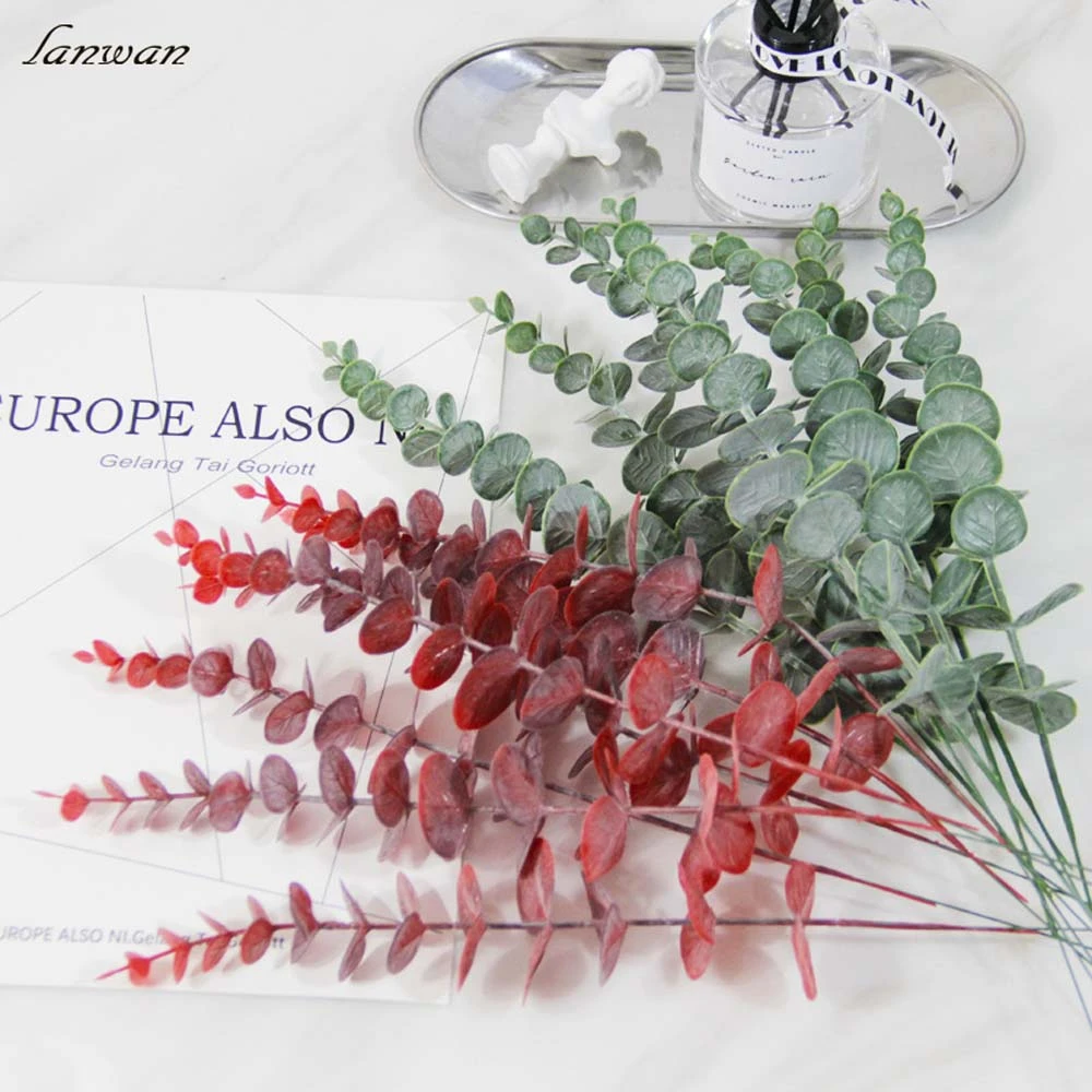 Green Plant Eucalyptus Simulation Artificial Fake Leaf Silk Flowers Home Decor