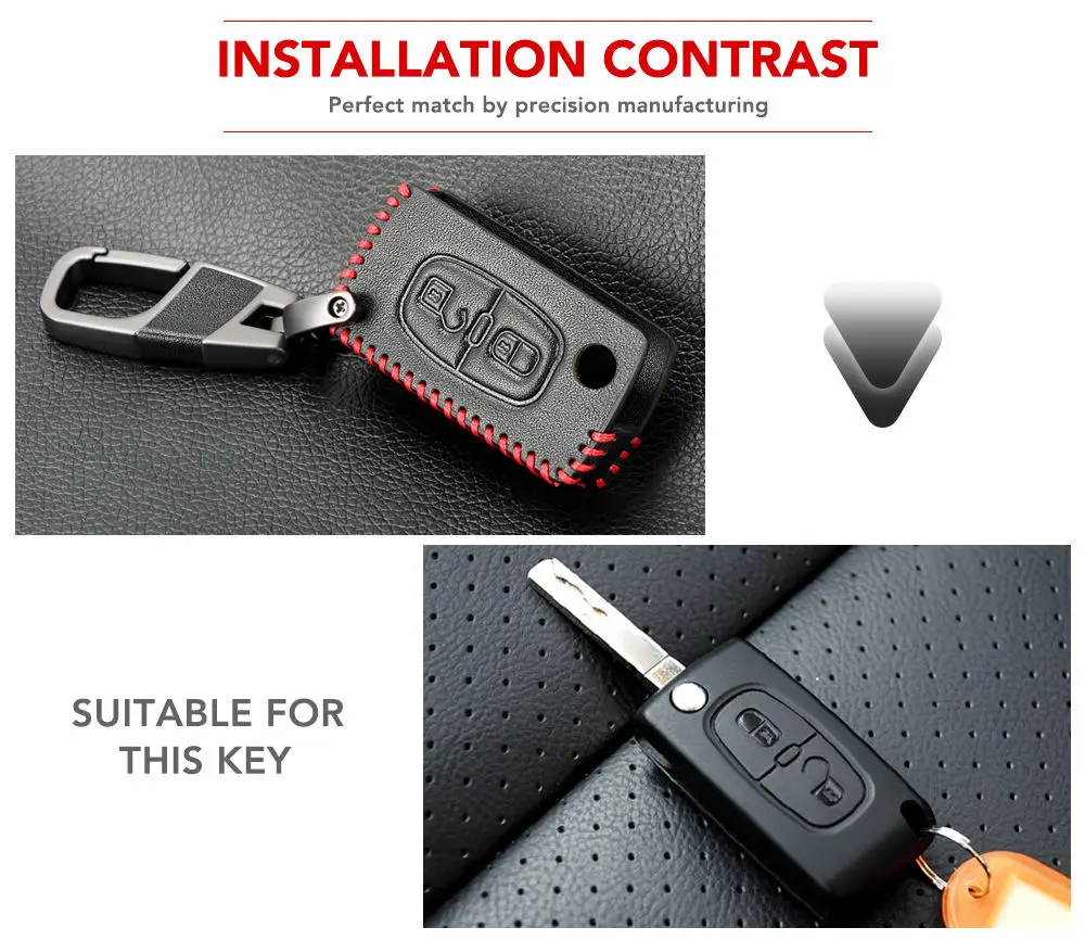 Key Case Key Case Cover Car Key Shell Genuine Leather Smart Remote Key Case Cover For Peugeot 3008 508 2008 308S 307 For Citroen C4 C5 CACTUS C3XR DS6 DS5 Car Styling