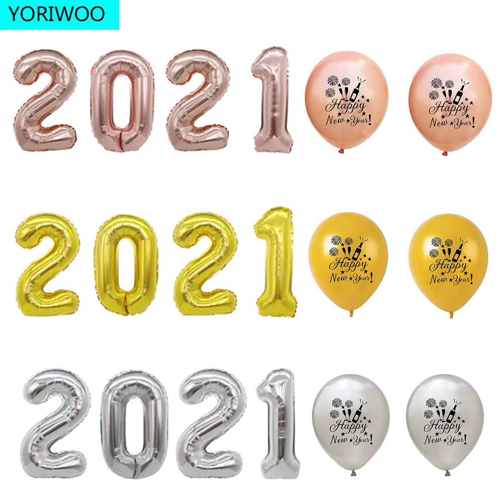 YORIWOO 2021 Happy Новый год конфетти для воздушного шара с Рождеством шары воздушные из