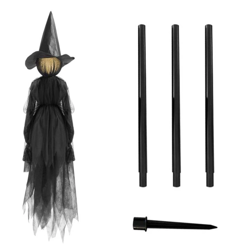 3 PC C Halloween Witch/&Ghost Voice Control Induction Luminous 3 People Holding Hands Witch,Witch Decoration Set Garden Decoration,Halloween Witches Visiting Light-up Props,Life Size Scary Decor for Home Outside Garden