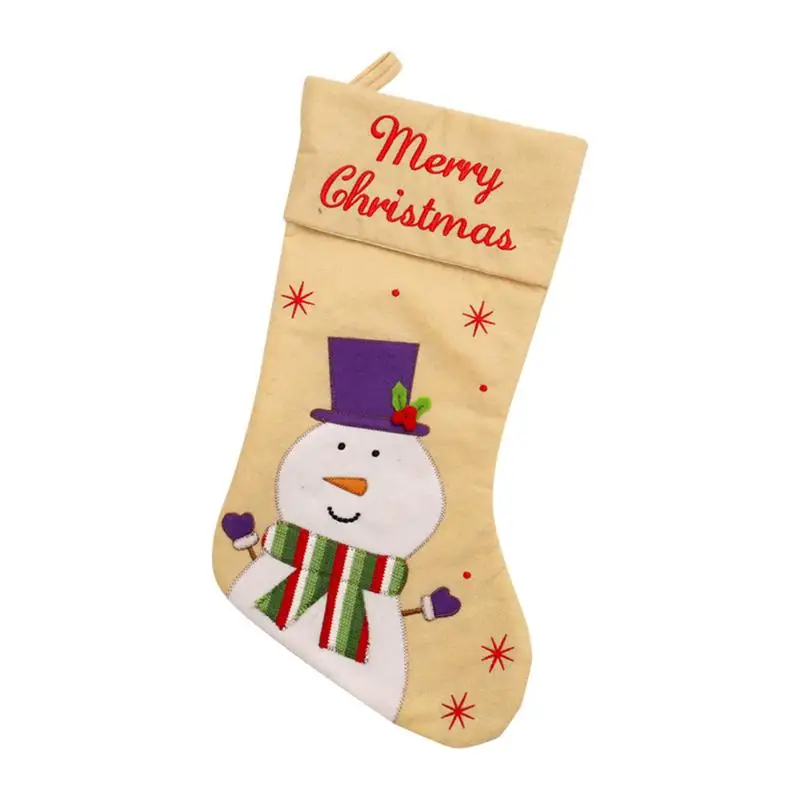 Christmas Sock Shape Gift Bags Christmas Socks Pouch Hanging Decorations For Xmas Tree Fireplace Wall(Penguin - Цвет: Snowman