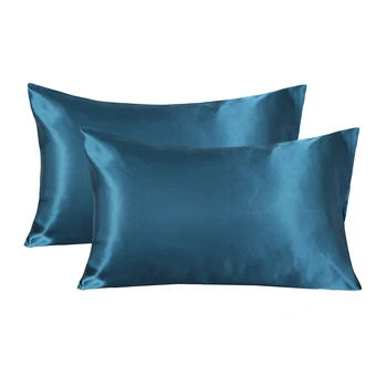 

Satin Pillowcase for Hair and Skin 2-Pack Lustered Silk Like Bed Pillow Cover with with Envelope Closure Queen/King
