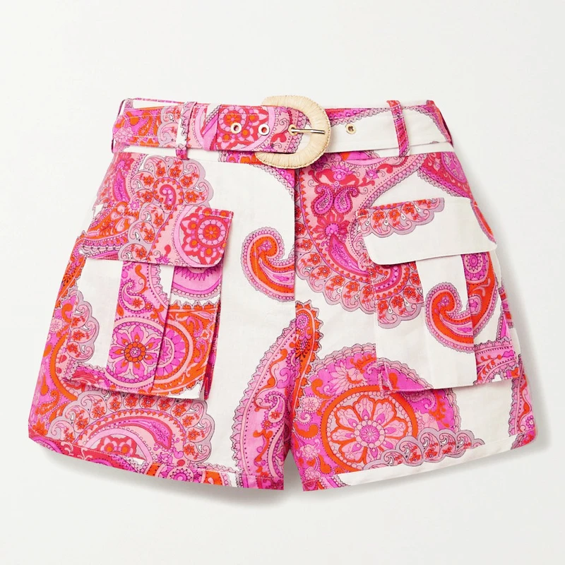 pink linen shorts