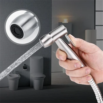 

Toilet Stool Bidet Faucet Sprayer Stainless Steel Hand Held Toilet Spray Bidet T Valve Bathroom Self Cleaning Washing Floor