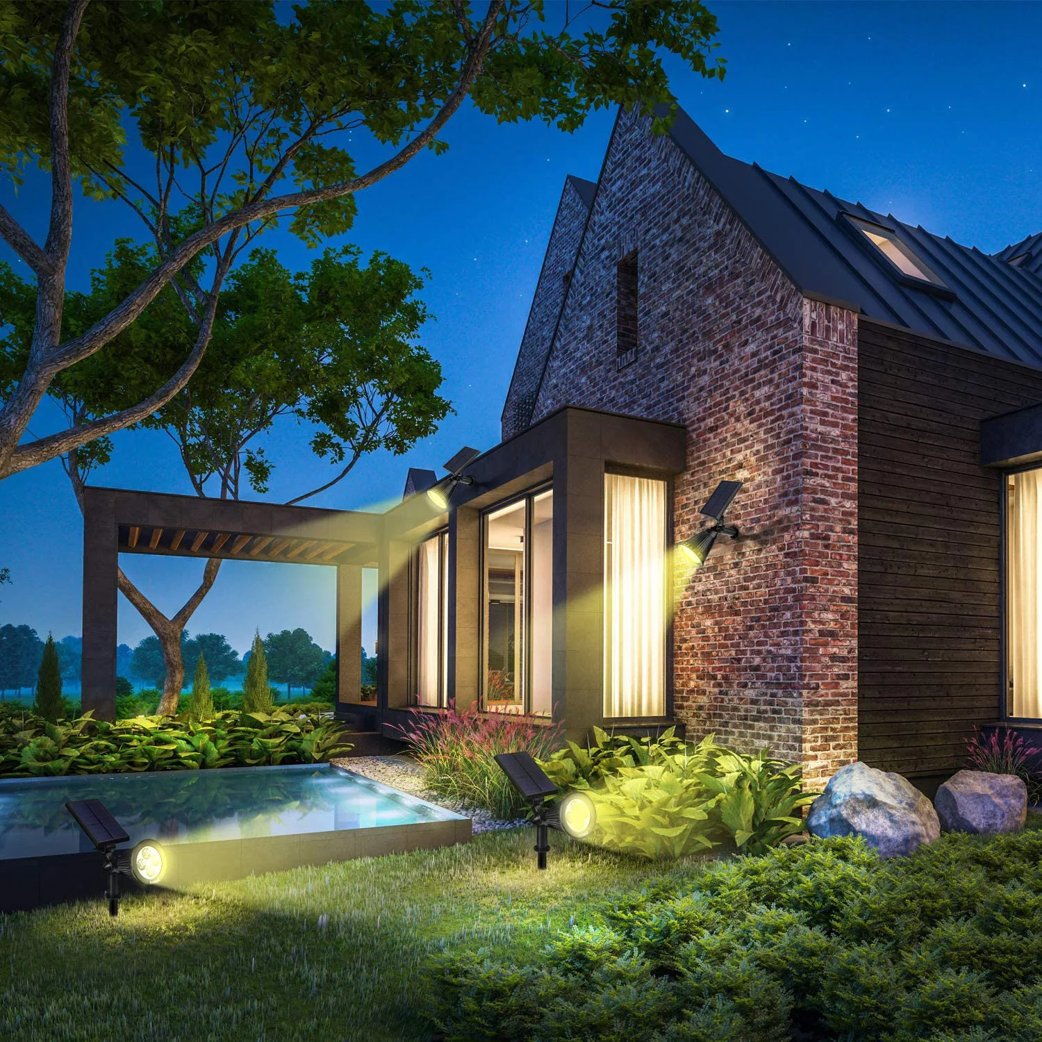 Emissor de Luz da Lâmpada Decoração do Jardim ao ar Ip65 à Prova Diodo Solar Outdoorspowered Spotlight Ajustável In-ground Dwaterproof Água Paisagem Livre 7 1 Lâmpadas solares