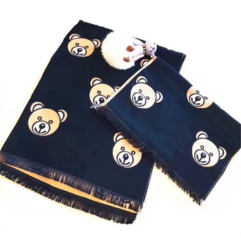 

2020 Cartoon Bear Winter Scarf Women Baby Warm Foulard Solid Scarves Fashion Casual Scarfs Cashmere Thicken Baby Scarf