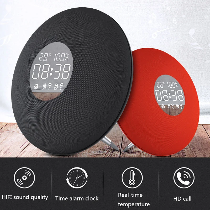 

3600mAh Fashion Alarm Clock Bluetooth 4.2 Speaker Wireless Bluetooth Speaker Temperature Display Clock with Remote Control Hot