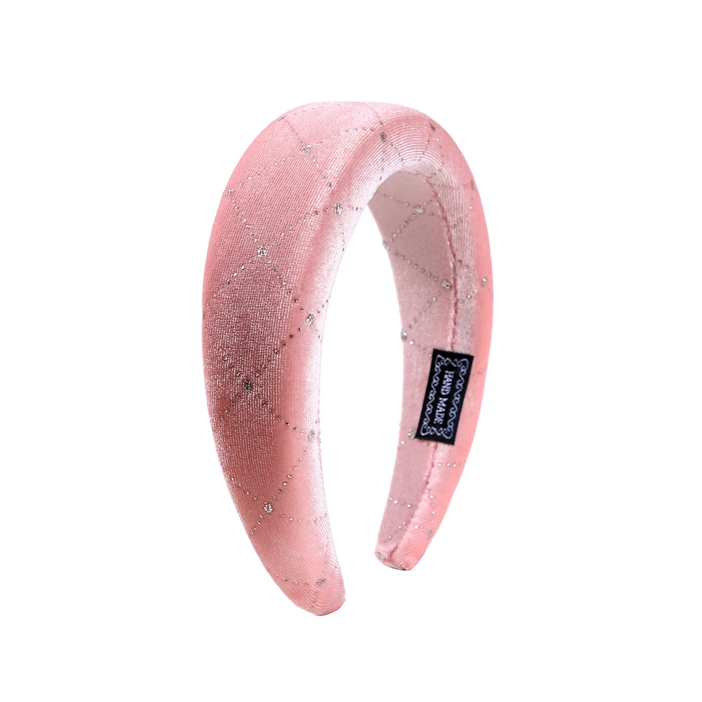 MISM 1pc Fashion Thick Velvet Headbands Women/Girls Solid Color Wide Head Band Elasticity Hairbands Hair Hoop Hair Accessories - Цвет: Pink Rhinestone