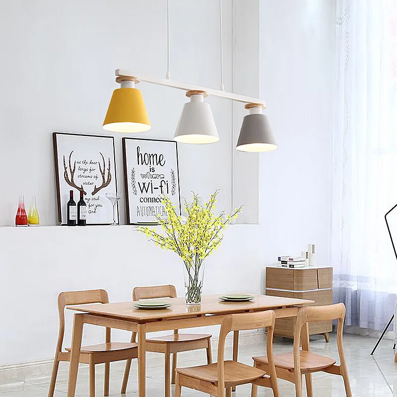 

Modern colorful 3 lights E27 chandelier nordic modern restaurant bar counter living room household dining table bedroom lights