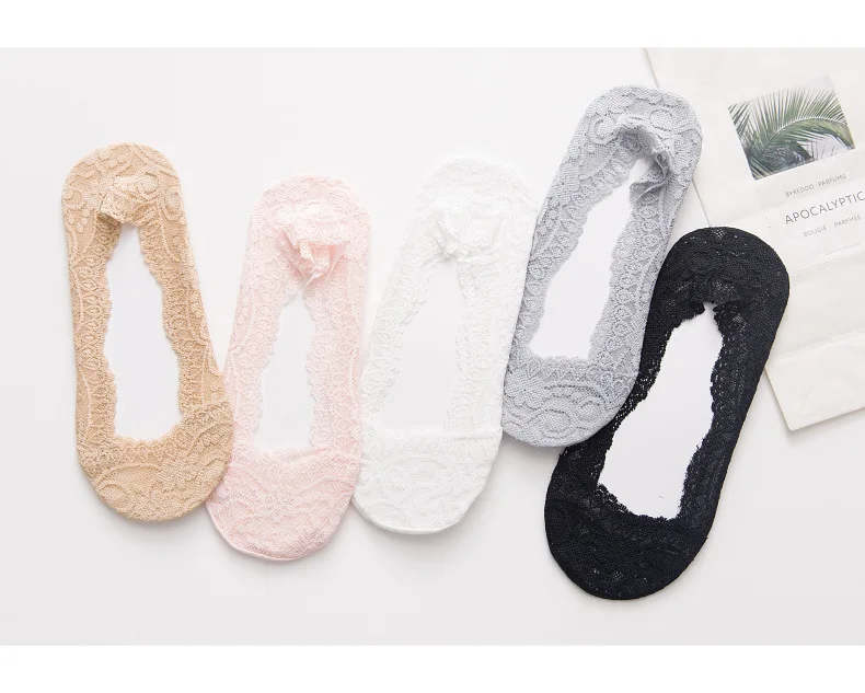 lace socks Invisible Women's summer Anti-slip Short Cotton cute 5 pairs fashion Ankle woman 2021 trends sexy transparent socks