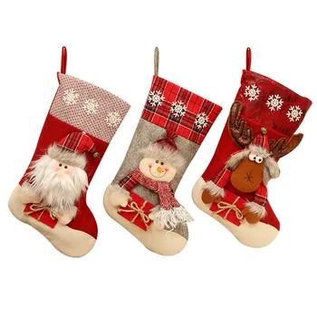 

1PC New Santa Snowman Elk Christmas socks gift bags Christmas tree ornaments large dress up gifts candy socks