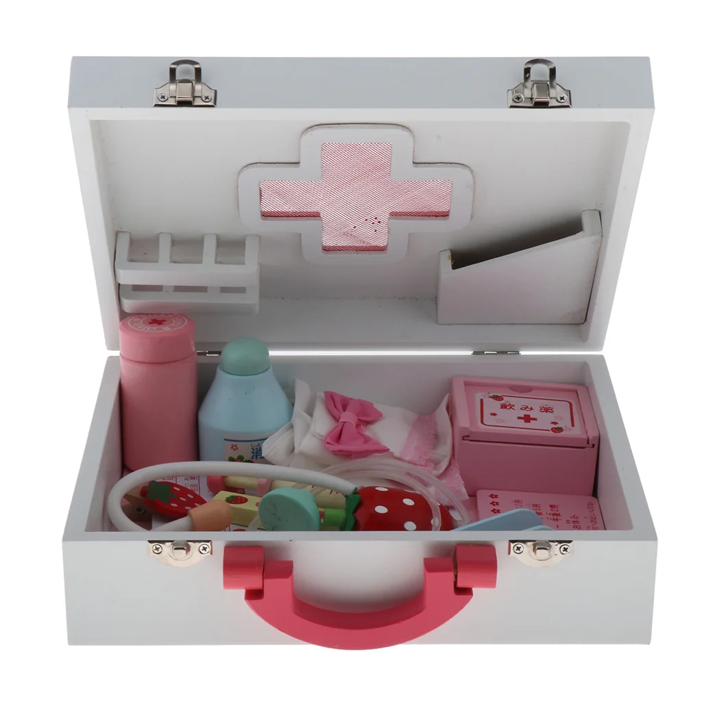 

Doctor Toy - Deluxe Medical Kit for Kids Toddlers Teens - Pretend Play Set with Wooden Box/Case, 13 Pieces