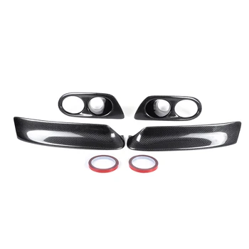 

New 2PCS Real Carbon Fiber Car Front Bumper Splitters Lip Diffuser+Fog Light Covers Trim For BMW E46 M3 2001-2006 CSL Style