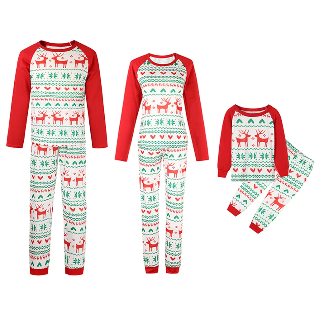 

2020 Home Wear Parent-child Set Pajamas Family Outfits Look Matching Deer Christmas Pyjamas Clothes For Families Printed Fawn