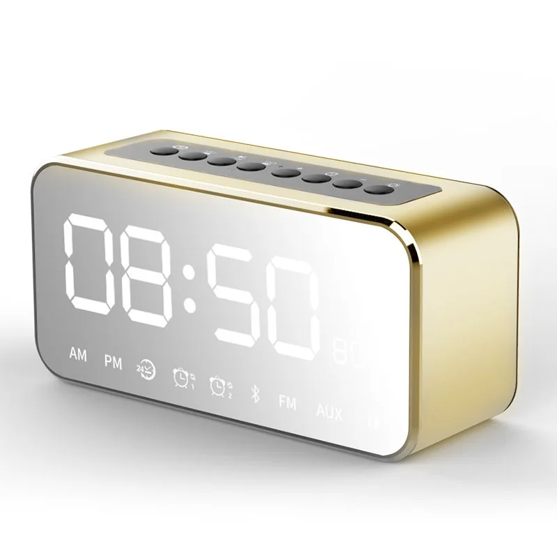 gold Модные зеркальные настольные часы, Bluetooth, динамик, настольные часы, многофункциональный светодиодный, цифровые, электронные часы, украшение для дома - Цвет: gold