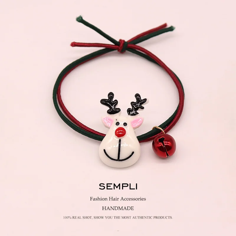 Reindeer Sempli, 22 вида, высокие нейлоновые резинки, рождественский сезон, колокольчик, эластичные резинки для волос, для женщин, девочек, Санта Клаус, Рождественская елка, головные уборы - Цвет: Reindeer